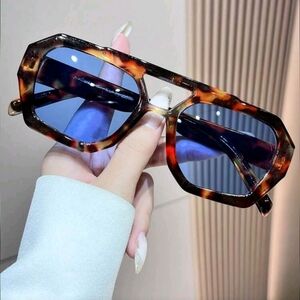 Tortoise Shell Sunglasses with Blue Lenses